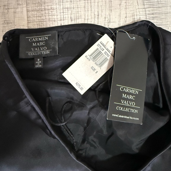 Carmen Marc Valvo Collection Black Satin Maxi Skirt Size Medium - Picture 7 of 8